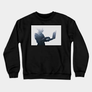 Silhouette of woman using a laptop Crewneck Sweatshirt